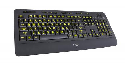 Azio Vision Backlit USB Keyboard with Large Print keys and 5 Interchangeable Backlight Colors (KB506) - Wired