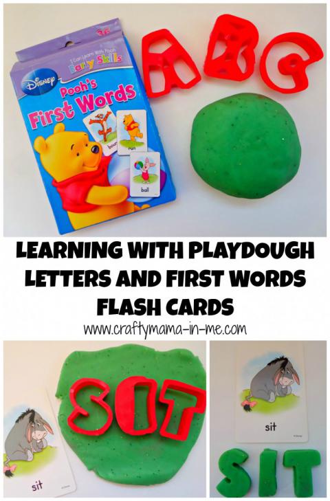 Learning with Playdough Letters and First Words Flash Cards
