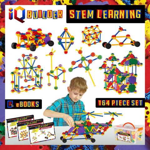 IQ BUILDER | STEM Learning Toys | Creative Construction Engineering | Fun Educational Building Toy Set for Boys and Girls Ages 3 4 5 6 7 8 9 10 Year Old | Best Toy Gift for Kids | Top Blocks Game KitIQ BUILDER | STEM Learning Toys | Creative Construction 